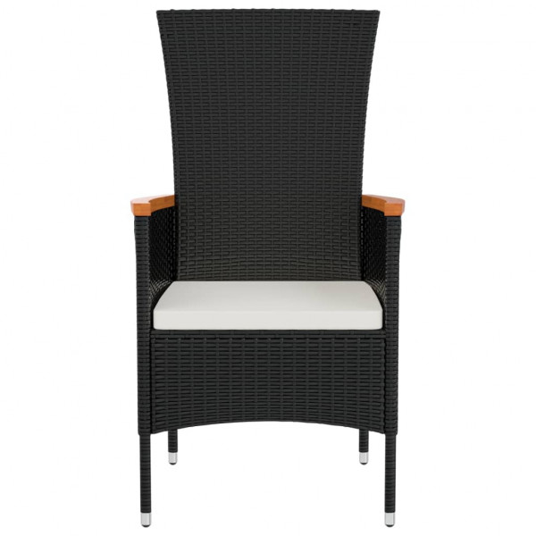 Cadeiras de jardim com almofadões 4 pcs vime PE preto M 5