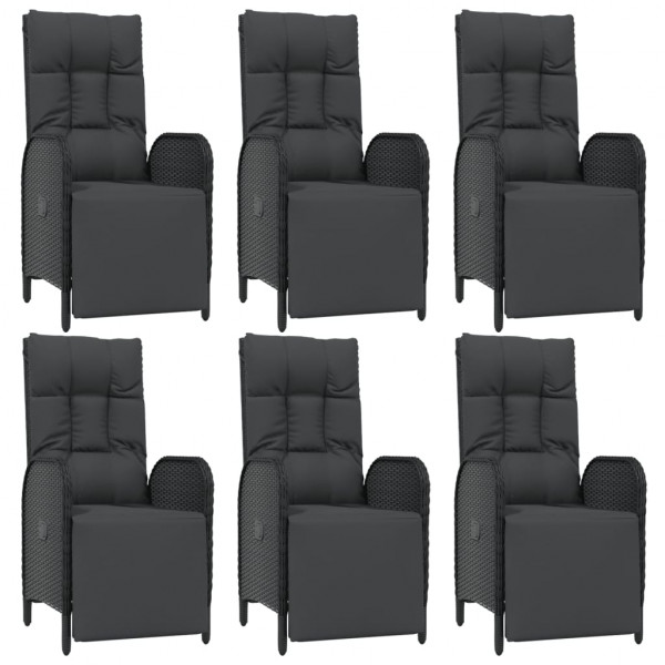 Set de comedor de jardín 7 pzas y cojines ratán sintético negro M 4