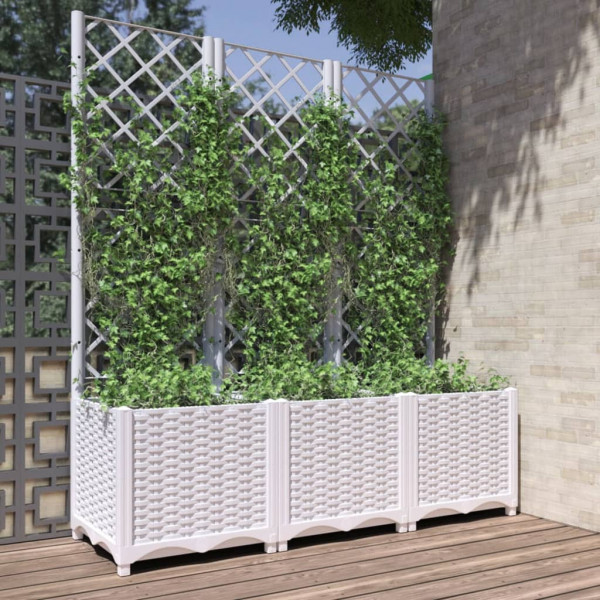 Jardinera con enrejado PP blanco 120x40x136 cm D