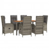 Set comedor jardín 7 pzas y cojines ratán sintético gris 3