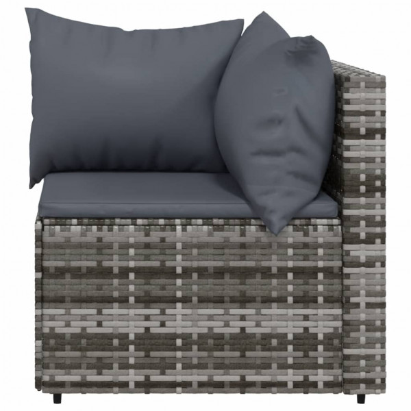 Set de muebles de jardín 4 pzas y cojines ratán sintético gris M 5