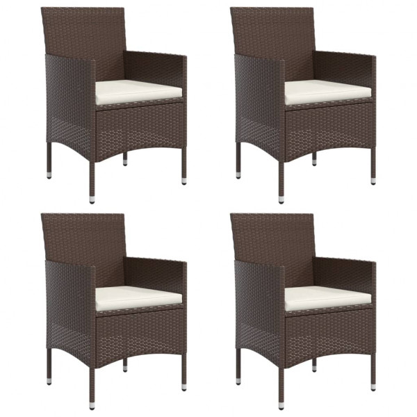 5 pcs conjunto de jantar p/ jardim c/ almofadões castanho/preto M 4