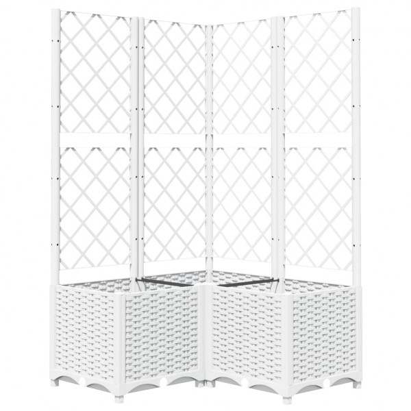 Jardineiro com grelha de PP branco 80x80x136 cm M 2