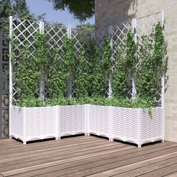 Jardinera con enrejado PP blanco 120x120x136 cm D