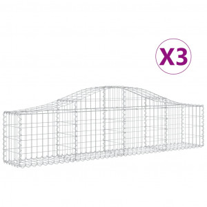Cestos gabião arqueados 3 pcs 200x30x40/60 cm ferro galvanizado H