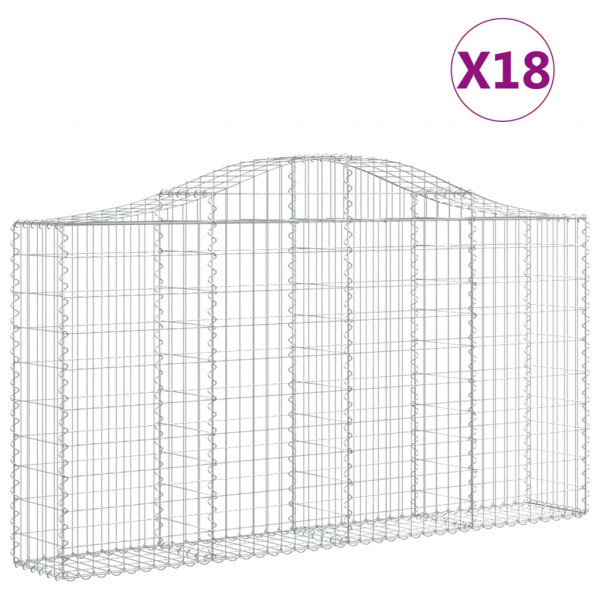 Cestos gabião arqueados 18 pcs 200x30x100/120 ferro galvanizado M 2