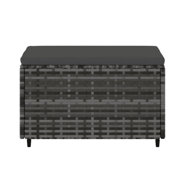 Reposapiés de jardín con cojín ratán sintético gris M 4