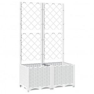 Vaso/floreira jardim c/ treliça 80x40x136 cm PP branco H