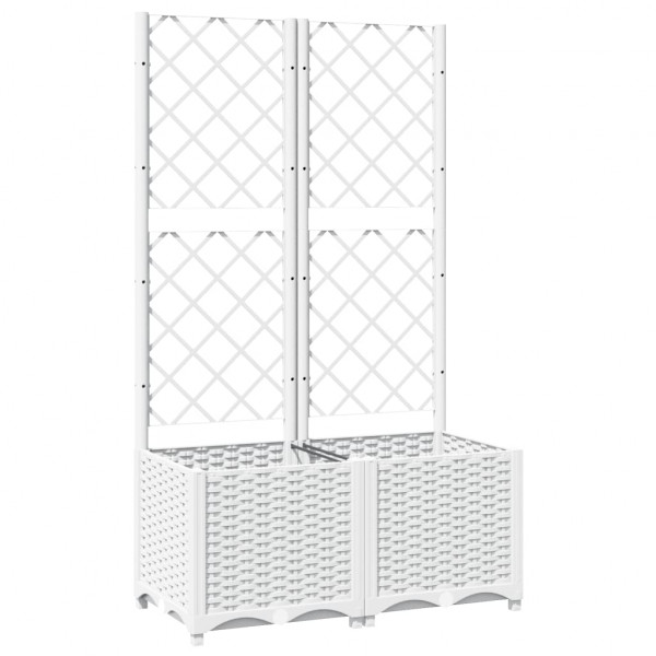 Jardinera con enrejado PP blanco 80x40x136 cm M 2