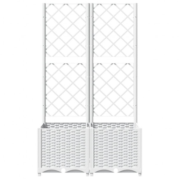 Vaso/floreira jardim c/ treliça 80x40x136 cm PP branco M 4