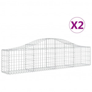 Cestos gabião arqueados 2 pcs 200x30x40/60 cm ferro galvanizado H