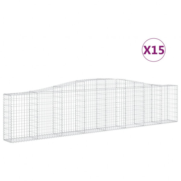 Cestos gabião arqueados 15pcs 400x30x80/100cm ferro galvanizado M 2