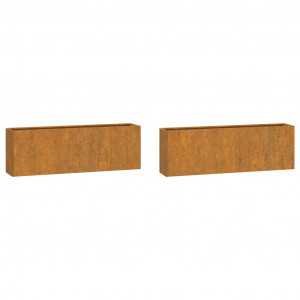 Vasos/floreiras de parede 2 pcs aço corten cor enferrujado H