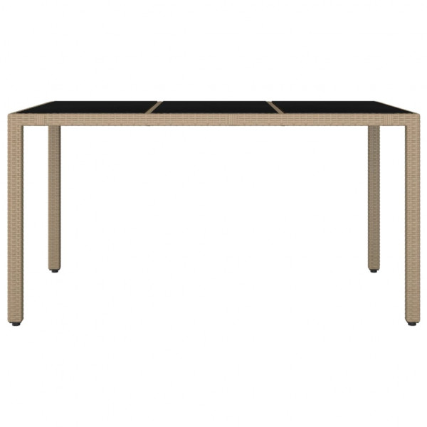 Mesa de jardín ratán beige y superficie de vidrio templado M 3
