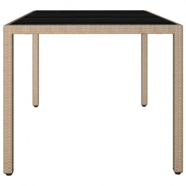 Mesa de jardín ratán beige y superficie de vidrio templado M 4