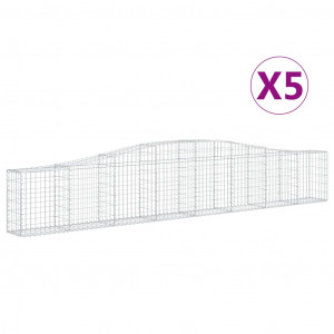Cestos gabião arqueados 5 pcs 400x30x60/80 cm ferro galvanizado H