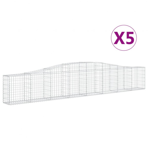 Cestos gabião arqueados 5 pcs 400x30x60/80 cm ferro galvanizado M 2