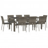 Set comedor jardín 9 pzas y cojines ratán sintético gris 3