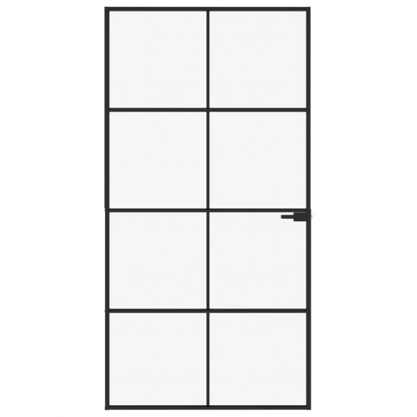 Puerta interior vidrio templado y aluminio negro 102x201.5 cm M 3