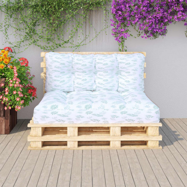 Cojines para palets 2 unidades tela estampado de hojas M 3