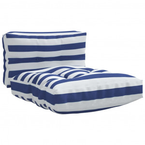 Almofadões p/ móveis de paletes 2 pcs tecido riscas azul/branco H