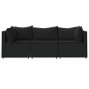 3 pcs conjunto lounge de jardim c/ almofadões vime PE preto 2