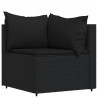 3 pcs conjunto lounge de jardim c/ almofadões vime PE preto 3