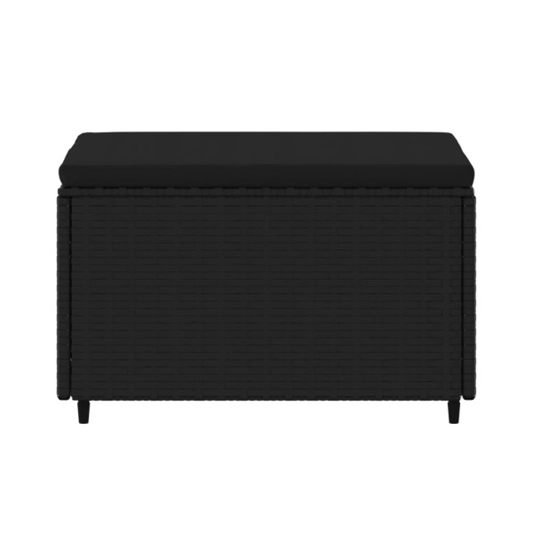 Apoios de pés para jardim com almofadões 2 pcs vime PE preto M 4