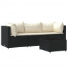 4 pcs conjunto lounge de jardim c/ almofadões vime PE preto 1