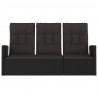 Banco jardín reclinable y cojines ratán sintético negro 173 cm 3