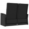 Banco jardín reclinable y cojines ratán sintético negro 118 cm 5