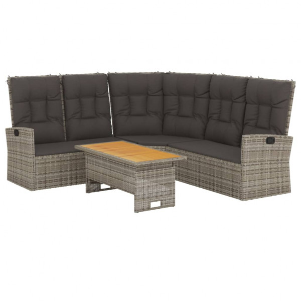 Set de muebles de jardín 2 pzas cojines ratán sintético gris M 3