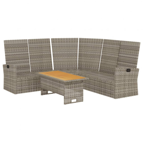 Set de muebles de jardín 2 pzas cojines ratán sintético gris M 4