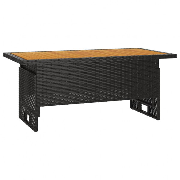 Mesa jardín negra 100x50x43/63 cm madera maciza acacia y ratán M 2