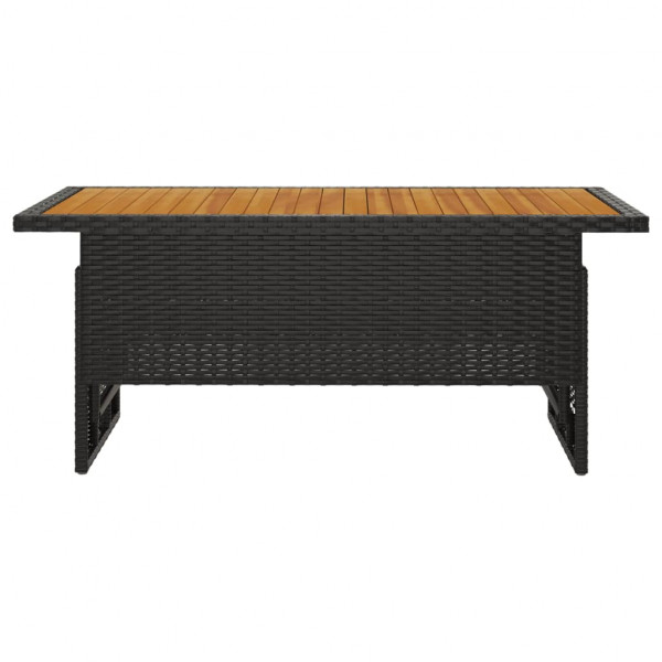 Mesa de jardim 100x50x43/63 cm acácia maciça/vime PE preto M 3