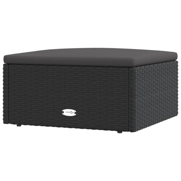 Apoio de pés para jardim com almofadão vime PE preto M 2