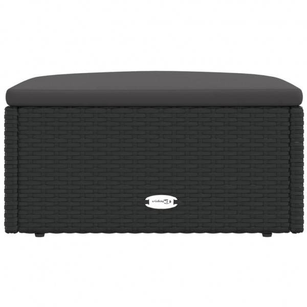 Taburete de jardín con cojín ratán sintético negro M 3