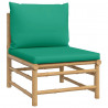 3 pcs conjunto lounge de jardim bambu c/ almofadões verdes 4