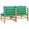 Set de muebles de jardín 2 piezas bambú con cojines verde 5