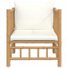 Sofá de jardim bambu com almofadões branco nata 3