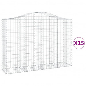 Cestos gabião arqueados 15 pcs 200x50x140/160 ferro galvanizado H