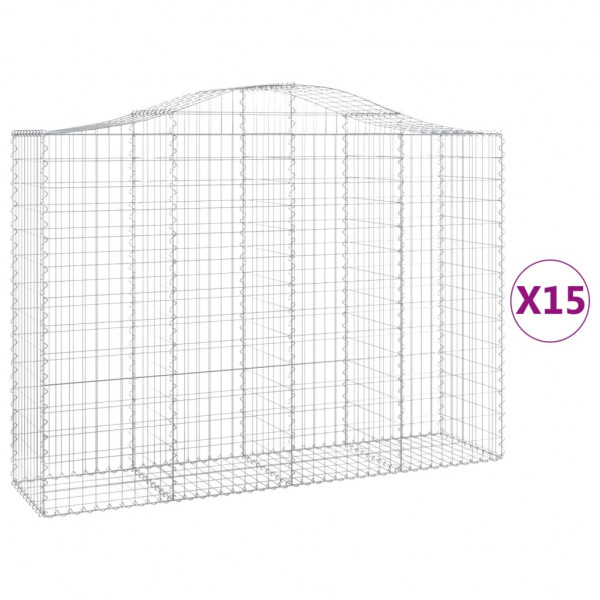 Cestos gabião arqueados 15 pcs 200x50x140/160 ferro galvanizado M 2