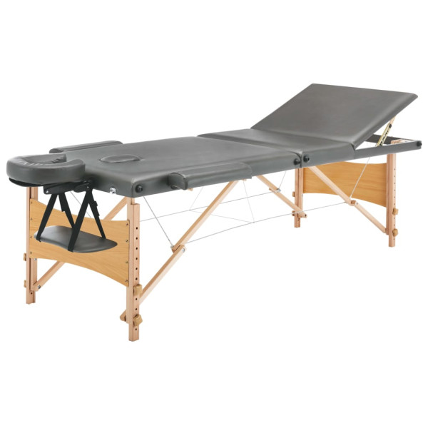 Mesa massagens c/ 3 zonas estrutura madeira 186x68cm antracite M 2