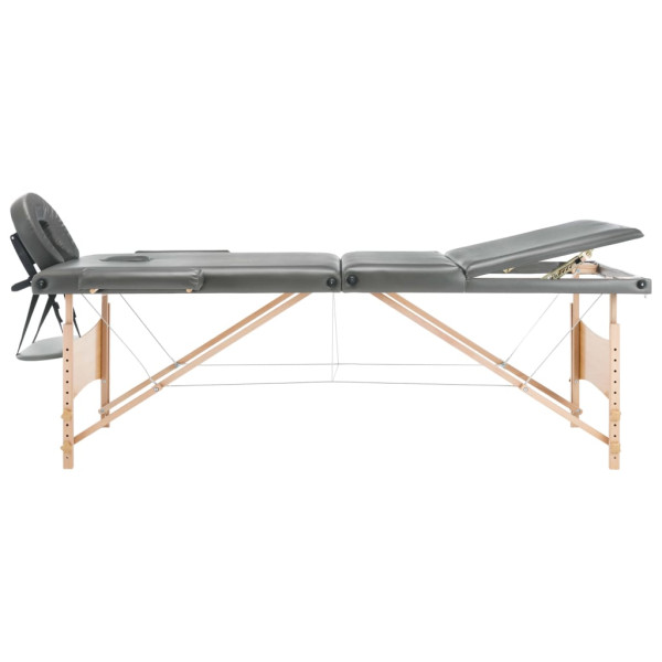 Mesa massagens c/ 3 zonas estrutura madeira 186x68cm antracite M 4