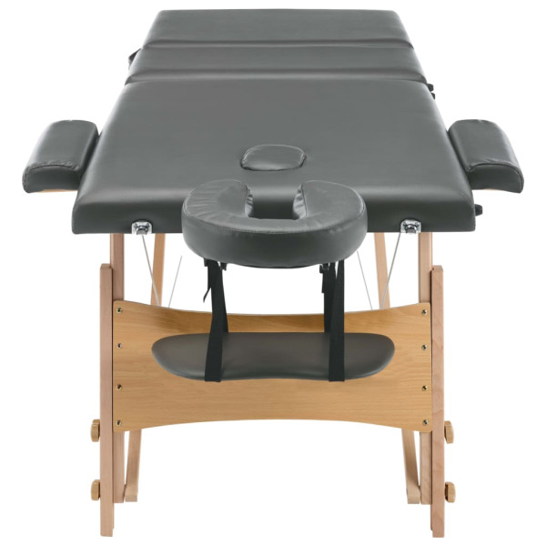 Mesa massagens c/ 3 zonas estrutura madeira 186x68cm antracite M 5