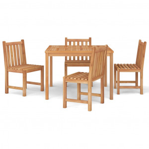 5 pcs conjunto de jantar p/ jardim madeira de teca maciça H