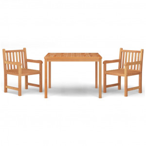 3 pcs conjunto de jantar para jardim madeira de teca maciça H