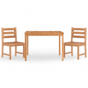 3 pcs conjunto de jantar para jardim madeira de teca maciça H
