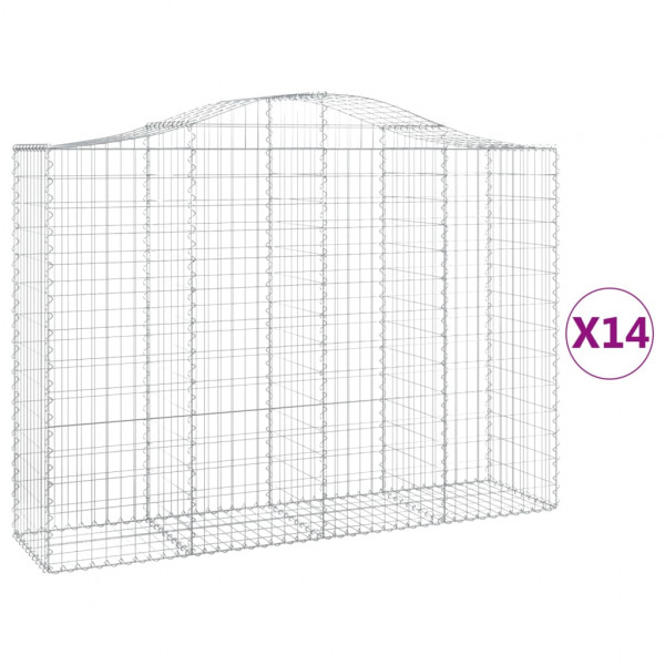 Cestos gabião arqueados 14 pcs 200x50x140/160 ferro galvanizado M 2