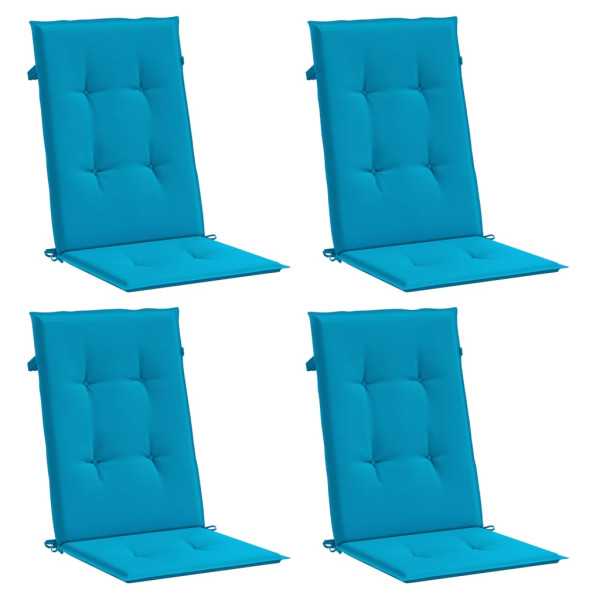 Cojín silla de jardín respaldo alto 4 uds tela azul 120x50x3 cm M 2